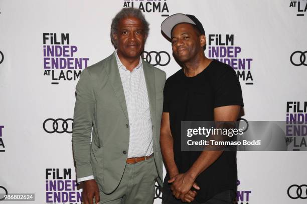 Director Carey Williams and film critic Elvis Mitchell attend the Film Independent At LACMA Presents Screening And Q&A Of "Sorry To Bother You" at...