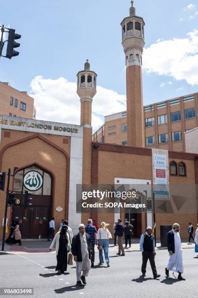 Muslims coming out of The East London Mosque. London is the Capital city of England and the United Kingdom, it is located in the south east of the...