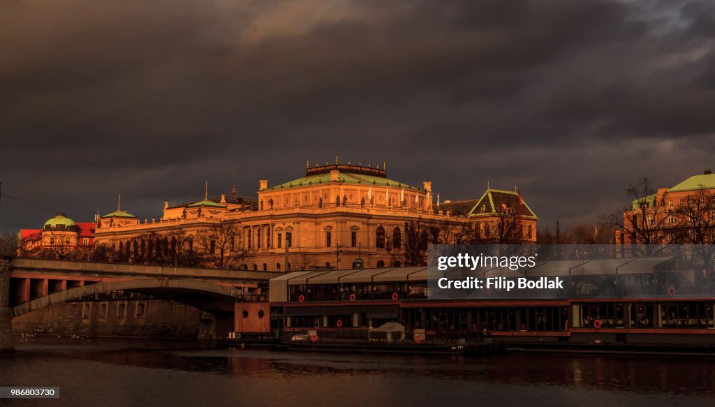 Rudolfinum in Downtown Prague in an Amazing Lighting