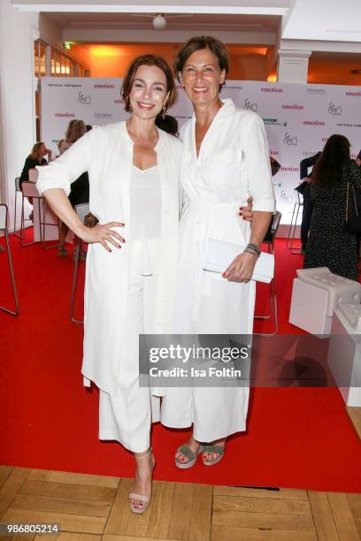 Austrian actress Aglaia Szyszkowitz and fashion designer Eva Lutz during the Emotion Award at Curio Haus on June 28, 2018 in Hamburg, Germany.