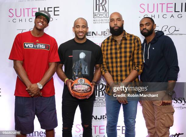 Jerome 'Junk Yard Dog' Williams, Dahntay Jones, Drew Gooden, Alan Anderson attend Suite Life Welcome The BIG 3 NBA Veterans To Chicago at Perillo...