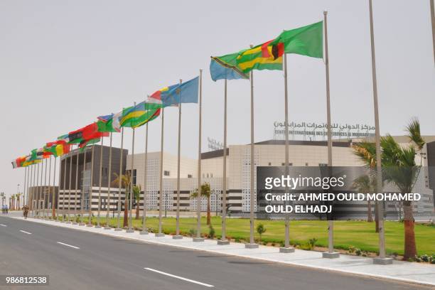 This June 27, 2018 general view shows the al-Mourabitoune Conference Centre in the Mauritanian capital Nouakchott where the 31st Ordinary Session of...