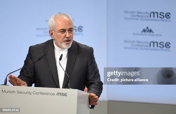 February 2018, Munich, Germany: Mohammad Javad Zarif, foreign minister of Iran, speaks during the 54th Munich Security Conference. The three day...