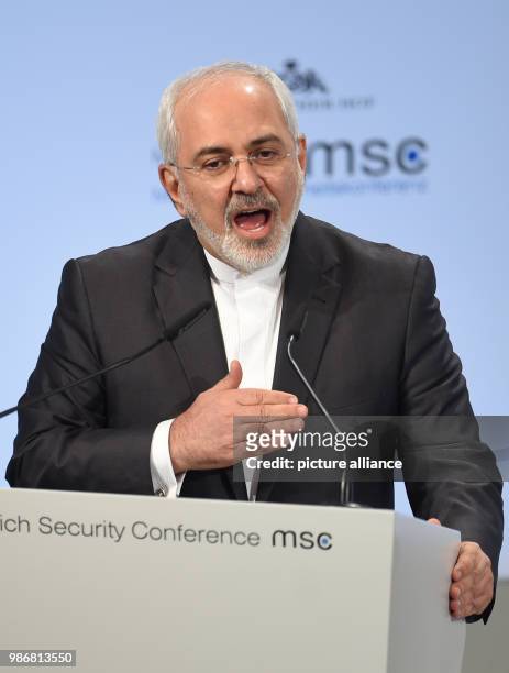 February 2018, Munich, Germany: Mohammad Javad Zarif, foreign minister of Iran, speaks during the 54th Munich Security Conference. The three day...