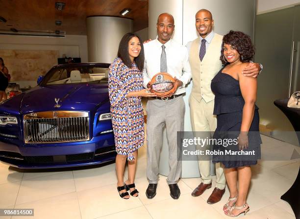Joy Glover, Quentin Richardson, Corey Maggette and Erika Janee Jordan attend Suite Life Welcome The BIG 3 NBA Veterans To Chicago at Perillo Rolls...