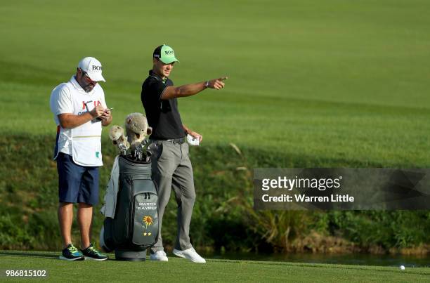 Martin Kaymer of Germany plays his third shot on the 10th hole during the second round of the HNA Open de France at Le Golf National on June 29, 2018...