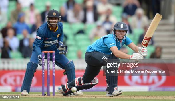 England batsman Gary Ballance hits out during his innings of 64 runs in the 1st Royal London One Day International between England and Sri Lanka at...