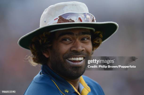 Lasith Malinga of Sri Lanka smiles in the field during the 1st Royal London One Day International between England and Sri Lanka at The Oval, London,...