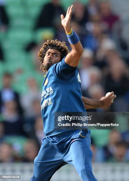 Lasith Malinga of Sri Lanka bowls during the 1st Royal London One Day International between England and Sri Lanka at The Oval, London, 22nd May 2014....