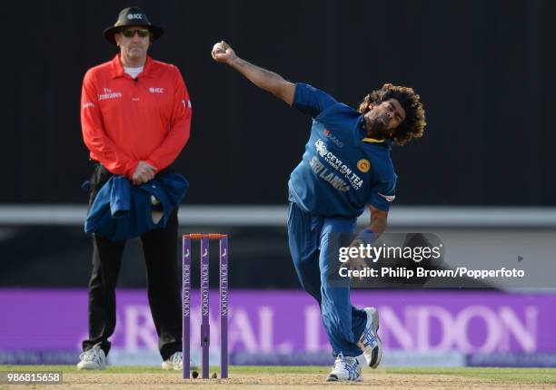 Lasith Malinga of Sri Lanka bowls during the 1st Royal London One Day International between England and Sri Lanka at The Oval, London, 22nd May 2014....