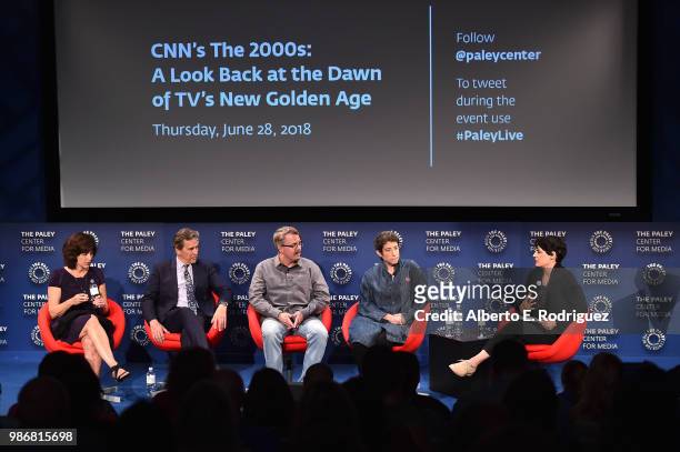 Kim Masters, Tim Matheson, Vince Gilligan, Carolyn Strauss and Stacey Wilson Hunt attend The Paley Center For Media Presents CNN's The 2000s: A Look...