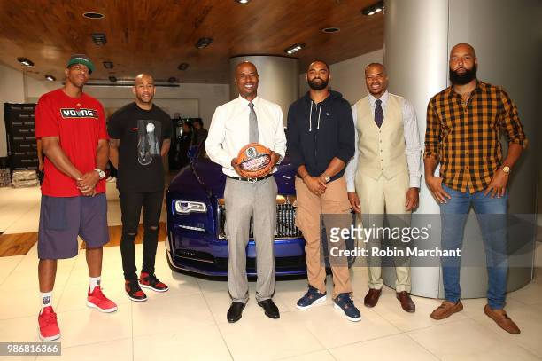 Jerome 'Junk Yard Dog' Williams, Alan Anderson, Corey Maggette, Quentin Richardson, Dahntay Jones and Drew Gooden attend Suite Life Welcome The BIG 3...