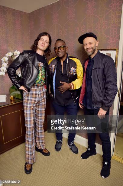 Borns, Randy Jackson and Stefano Rosso attend Diesel Presents Scott Lipps Photography Exhibition 'Rocks Not Dead' at Sunset Tower on June 28, 2018 in...