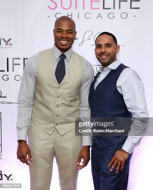 Corey Maggette and Cesar Marin attend Suite Life Welcome The BIG 3 NBA Veterans To Chicago at Perillo Rolls Royce on June 28, 2018 in Chicago,...