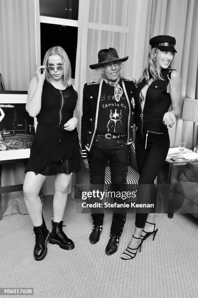 Violet Benson, James Goldstein and Jessica Michel Serfaty attend Diesel Presents Scott Lipps Photography Exhibition 'Rocks Not Dead' at Sunset Tower...