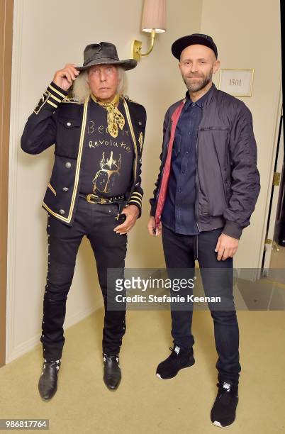 James Goldstein and Stefano Rosso attend Diesel Presents Scott Lipps Photography Exhibition 'Rocks Not Dead' at Sunset Tower on June 28, 2018 in Los...