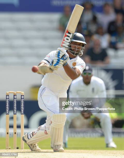 Kumar Sangakkara of Sri Lanka hits out during his innings of 79 runs in the 2nd Test match between England and Sri Lanka at Headingley, Leeds, 20th...