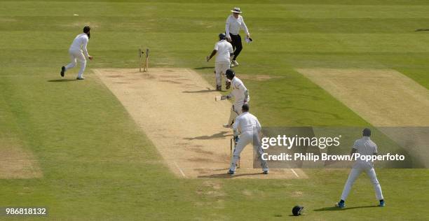 Rangana Herath of Sri Lanka is run out for 48 runs during the 2nd Test match between England and Sri Lanka at Headingley, Leeds, 23rd June 2014. The...