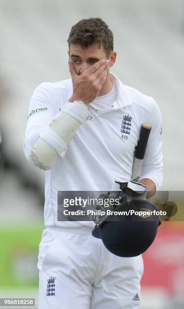 England's number 11 James Anderson leaves the field after losing his wicket as Sri Lanka win the 2nd Test match between England and Sri Lanka by 100...
