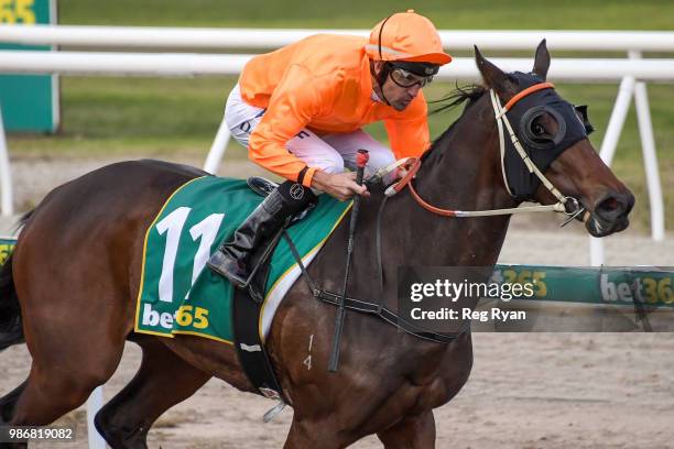 Lovewithouttragedy ridden by Dwayne Dunn wins the IGA Liquor BM64 Handicap at Geelong Synthetic Racecourse on June 29, 2018 in Geelong, Australia.