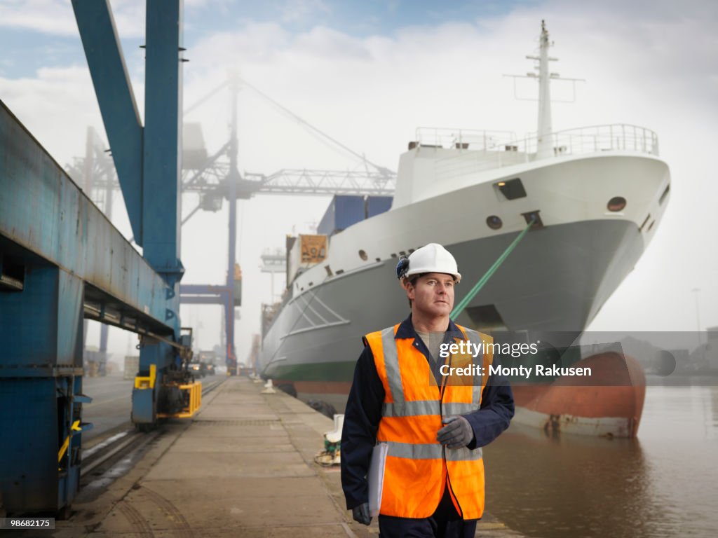 Port Workker Port Worker With Container Ship High-Res Stock Photo - Getty Images