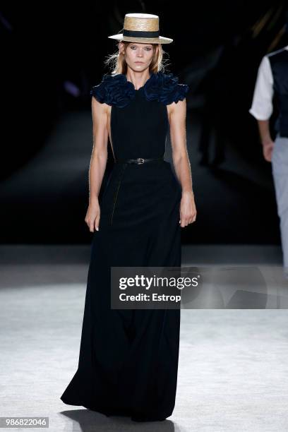 Model walks the runway at the Antonio Miro show during the Barcelona 080 Fashion Week on June 27, 2018 in Barcelona, Spain.