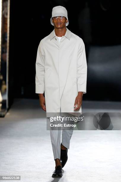Model walks the runway at the Antonio Miro show during the Barcelona 080 Fashion Week on June 27, 2018 in Barcelona, Spain.