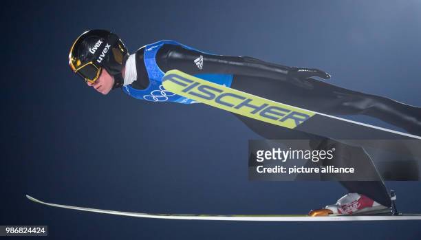 February 2018, South Korea, Pyeongchang, Olympics, Ski Jumping, Men's Large Hill Team, Alpensia Ski Jumping Centre: Andreas Wellinger from Germany....