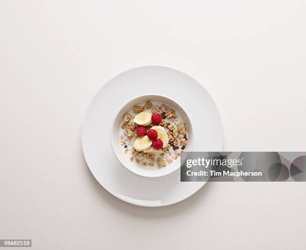 a bowl of cereal - bowl of cereal imagens e fotografias de stock