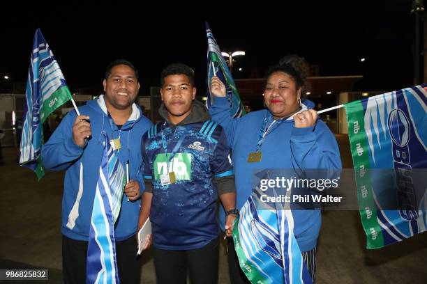 Blues fans before the round 17 Super Rugby match between the Blues and the Reds at Eden Park on June 29, 2018 in Auckland, New Zealand.