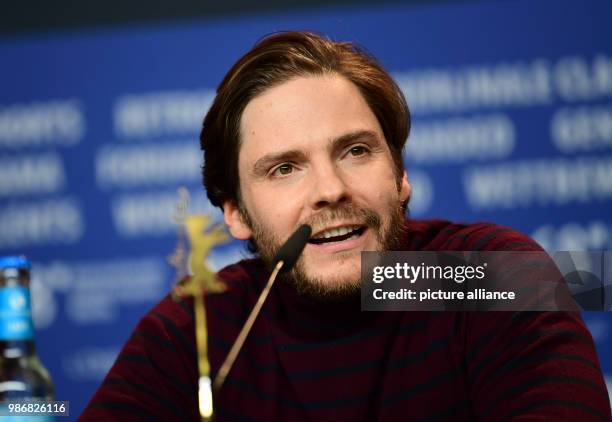 February 2018, Germany, Berlin, Berlinale, press conference, "7 Tage in Entebbe" : The actor Daniel Bruehl. The film is running out of competition as...