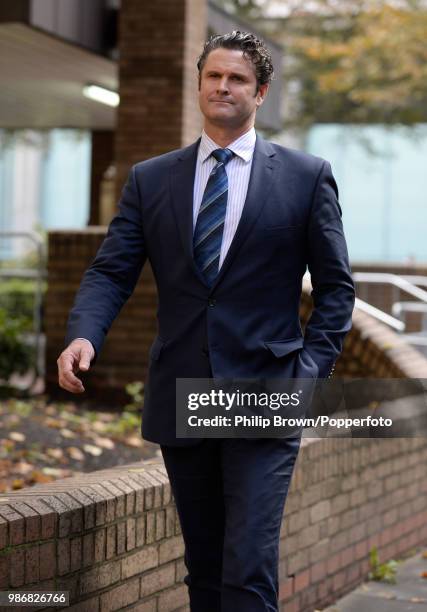 Former New Zealand cricketer Chris Cairns leaves Southwark Crown Court in London on 16th October 2014 after being charged with perjury relating to a...