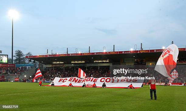 General view prior to the Second Bundesliga match between FC Energie Cottbus and 1.FC Union Berlin at Stadion der Freundschaft on April 26, 2010 in...