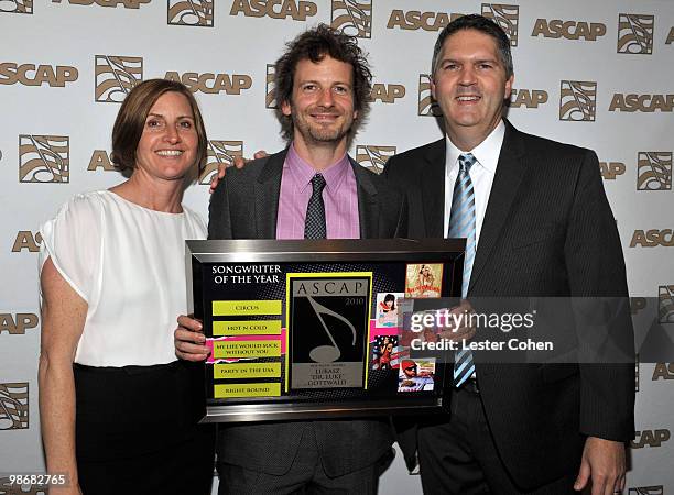 Vice President, Membership Pop/Rock, Sue Drew, songwriter Lukasz "Dr. Luke" Gottwald and ASCAP Senior VP of Domestic Membership Randall Grimmett...