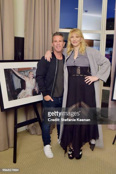Scott Lipps and Courtney Love attend Diesel Presents Scott Lipps Photography Exhibition 'Rocks Not Dead' at Sunset Tower on June 28, 2018 in Los...