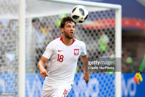 Bartosz Bereszynski of Poland in action during the 2018 FIFA World Cup Group H match between Japan and Poland at Volgograd Arena in Volgograd, Russia...