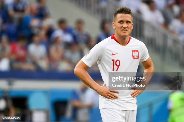 Piotr Zielinski of Poland looks on during the 2018 FIFA World Cup Group H match between Japan and Poland at Volgograd Arena in Volgograd, Russia on...
