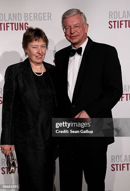 Hesse governor Roland Koch and his wife Anke attend the Roland Berger Award for Human Dignity 2010 at the Konzerthaus am Gendarmenmarkt on April 26,...