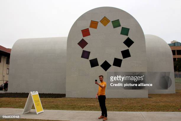 Febuary 2018, USA, Austin: A visitor standing in front of the artwork titled "Austin" by the American artist Ellsworth Kelly, who passed away in...