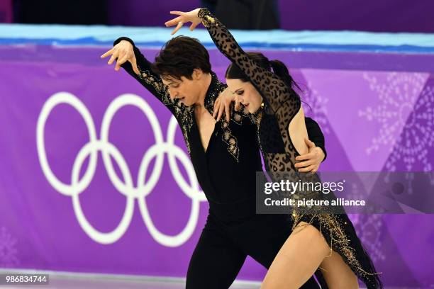 Canada's Tessa Virtue and Scott Muir compete in the Ice dance-short dance Figure Skating event during the PyeongChang 2018 Winter Olympic Games at...