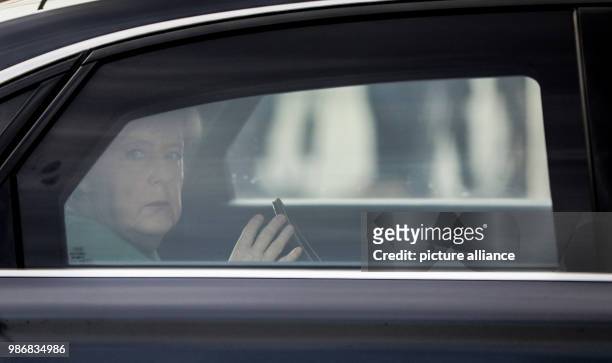 German chancellor Angela Merkel arrives at the Konrad Adenauer House for a committee meetings of her party in Berlin, Germany, 19 February 2018.....