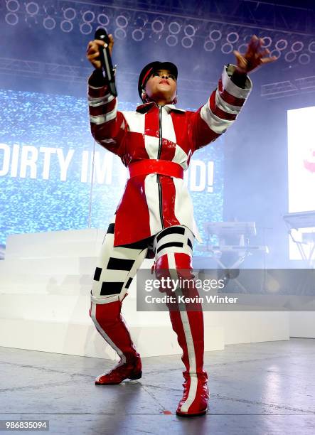 Janelle Monae performs at the Greek Theatre on June 28, 2018 in Los Angeles, California.