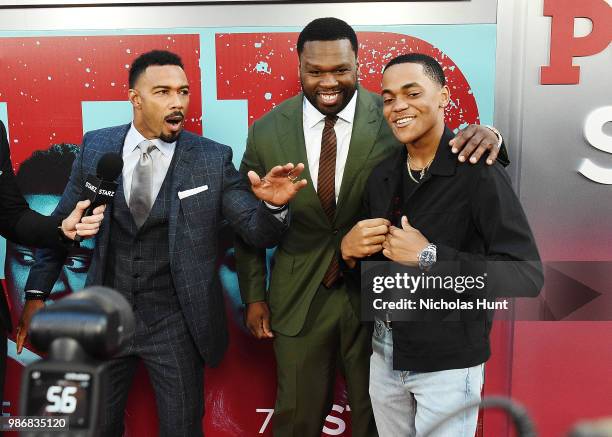 Omari Hardwick, Curtis '50 Cent' Jackson, Michael Rainey Jr. Attends the "POWER" Season 5 Premiere at Radio City Music Hall on June 28, 2018 in New...