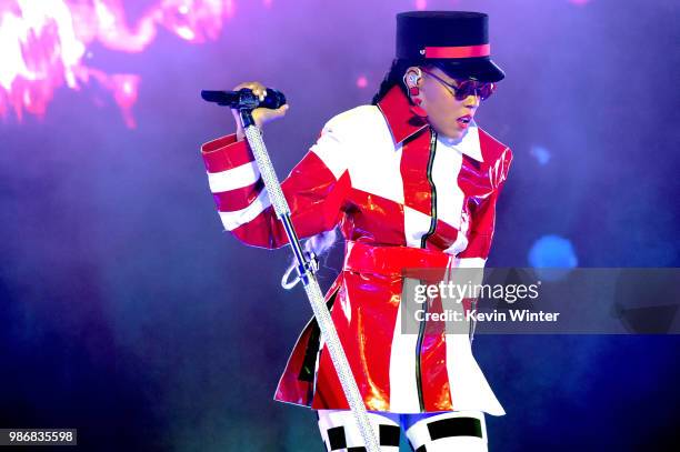 Janelle Monae performs at the Greek Theatre on June 28, 2018 in Los Angeles, California.