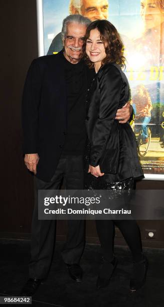 Actors Omar Sharif and Emilie Dequenne attend the 'J'ai Oublie de te Dire' premiere at Le Cinema des Cineastes on April 26, 2010 in Paris, France.