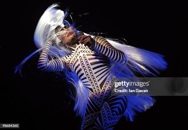 Grace Jones performs live at the Royal Albert Hall on April 26, 2010 in London, England.