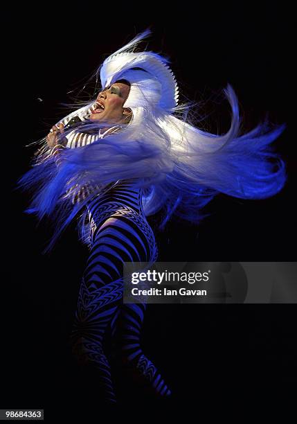 Grace Jones performs live at the Royal Albert Hall on April 26, 2010 in London, England.