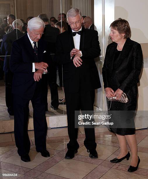 Former German President Richard Weizsaecker , Hesse governor Roland Koch and Koch's wife Anke attend the Roland Berger Award for Human Dignity 2010...