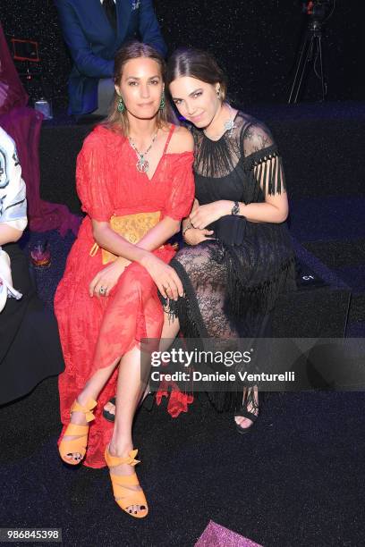 Yasmin Le Bon and Amber Le Bon attend BVLGARI Dinner & Party at Stadio dei Marmi on June 28, 2018 in Rome, Italy.