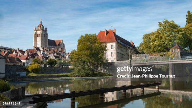 dole and the saone river, jura, france - dole stock pictures, royalty-free photos & images